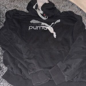 Puma Black and White Logo Hoodie size L